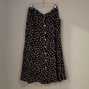 Vintage Plus Size Abstract Retro Print Maxi Skirt